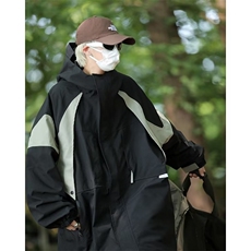 山系防水拼接三合一冲锋衣日系撞色复古男工装夹克连帽外套，男装夹克，星座716-3