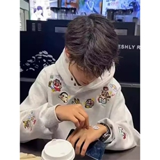 美式复古卡通蜡笔小新刺绣男女秋冬加绒加厚连帽卫衣SYT16P47，男装卫衣，星座1112-1