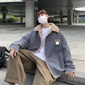 冬季新款宽松休闲加厚翻领棉服羊羔毛棉衣百搭帅气外套 W6301-P65图片