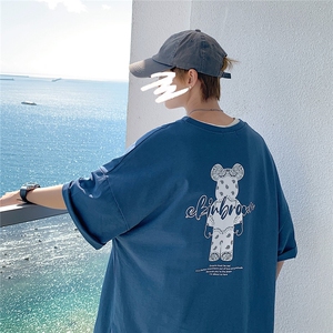 1港风小熊印花休闲情侣日系潮大码M-5XL短袖T恤男DT7736P25控38图片