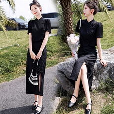 新中式国风改良旗袍套装女2024夏季新款高端名媛气质女神范两件套，女装套装/套裙，众宇琦