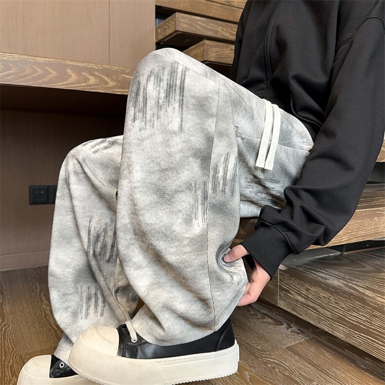 K25105特批25控49秋季新款潮牌扎染休闲裤男慵懒美式直筒裤男裤子,男装休闲裤,电商D229A