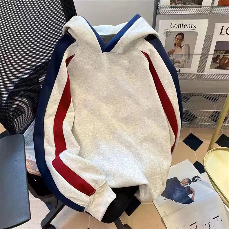 【有货】FB00HH-常规特P45 加绒特P55 拼接条纹卫衣男女连帽外套图片