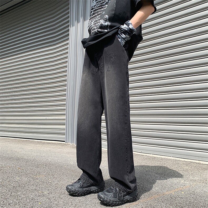 抖音品质高街1997刺绣宽松百搭牛仔裤直筒裤313A-1-NZ030-P55控68图片