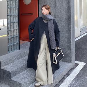 韩版减龄长款双面羊绒大衣女2025年冬季新款显瘦加厚保暖毛呢外套图片