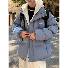 面包服外套男冬装新款韩版潮流宽松加厚假两件情侣懒人学生羽绒服，男装羽绒服，星座1210-1