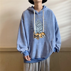 新款秋冬港风宽松连帽套头卫衣X5666-常规P70控88-加绒P80控98，男装卫衣，电商A061-1