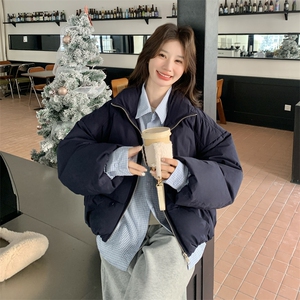 2025冬季新款假两件拼接衬衫立领羽绒服女90白鸭绒保暖韩版休闲风,女装羽绒服,艾米莉亚