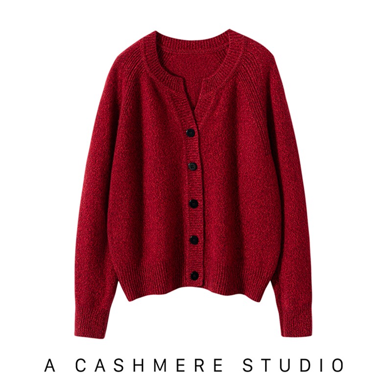 2025年秋季时尚百搭通勤简约休闲羊绒圆领开衫，女装羊绒衫，玖雪绒羊绒