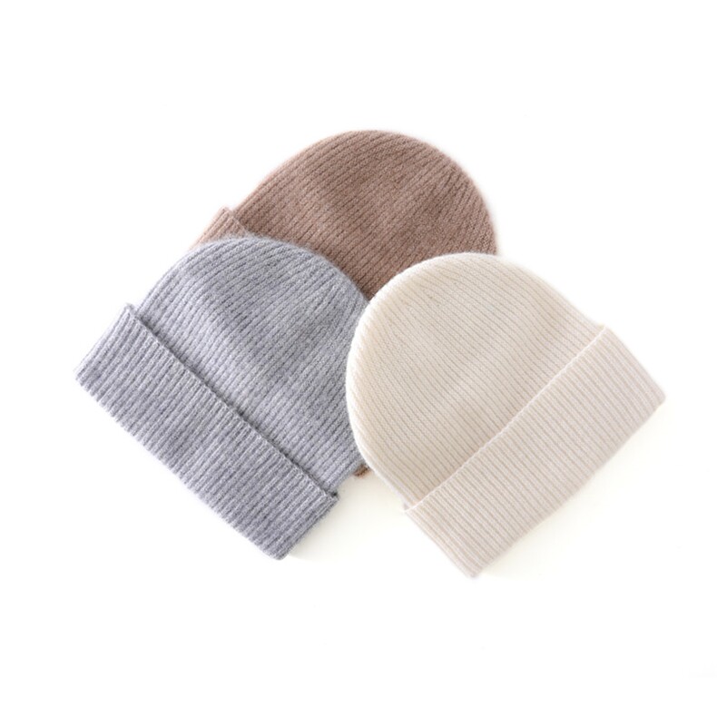 秋冬季35%保暖舒适无压感竖条纹帽子，帽子，轩妮羊绒