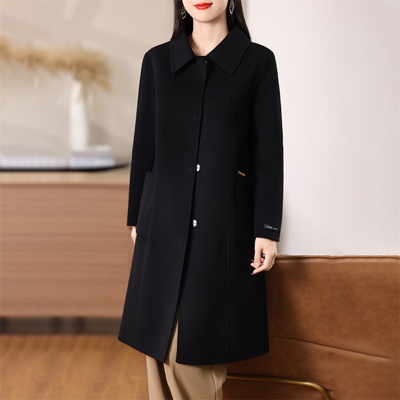 双面羊绒大衣女中长款宽松大码秋冬新款高端羊毛呢外套加厚，女装双面呢大衣，众策羊绒