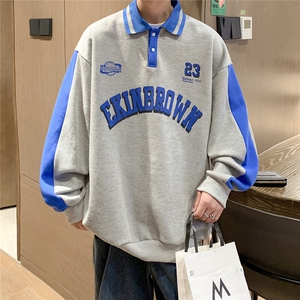 港风POLO领卫衣男情侣有中性风大码休闲套头外套男C7720P55控88图片