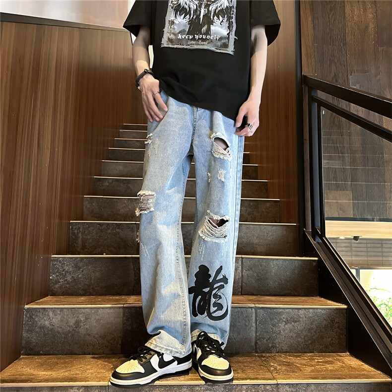 xz116-k1079-P55-控78现货大码破洞牛仔裤,男装牛仔裤,星座116