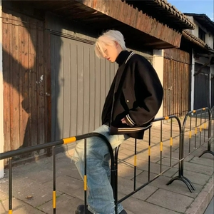 【毛呢棒球服】cleanfit美式短宽vibe版型毛呢休闲男女棒球服外套图片