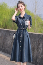 气质流行修身薄款牛仔裙连衣裙2025年夏新款欧货减龄显瘦高级长裙，女装连衣裙，慧尚依恋