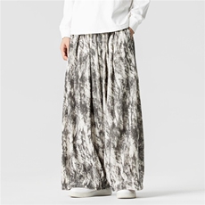 秋冬新款大码日系港风宽松阔腿裤扎染风灯芯绒裤K315/P65，男装休闲裤，钱塘713