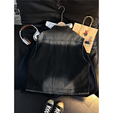 美式牛仔马甲男女夏季潮牌无袖坎肩背心工装夹克外套JK86088-p52，男装背心/马甲，星座1008