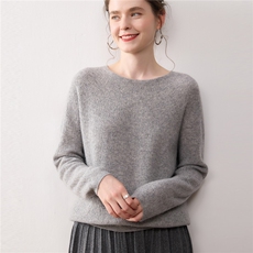 超软糯~秋冬新款圆领山羊绒衫女宽松慵懒套头毛衣无缝针织打底衫，女装针织衫/毛衣，暖绒情旗舰店