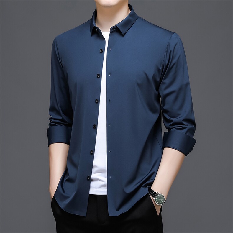 DN999男式服装2023秋新款无痕衬衫男长袖翻领休闲四季可穿衬衣P73,男装衬衫,电商B360