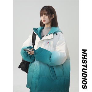 XZ-230-1MY52中性风简约轻奢扎染渐变刺绣休闲连帽棉服P128控158图片