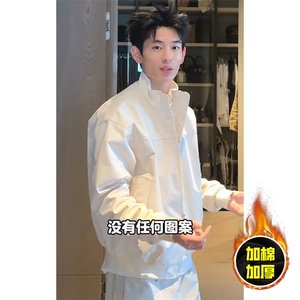 现货秋冬季美拉德立领飞行立领夹克boxy廓形棉衣高街加厚加棉外套图片