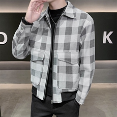 轻熟风男士秋冬格子2025秋季长袖夹克店主风JK8005-P130，男装夹克，电商A236