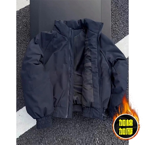 现货美式高街休闲棉衣夹克三防立领纯色户外工装加厚棉服外套图片