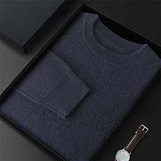 品质男士羊绒圆领长袖套头衫经典黑色商务休闲毛衣柔软舒适保暖，男装羊绒套衫，绒源之鑫