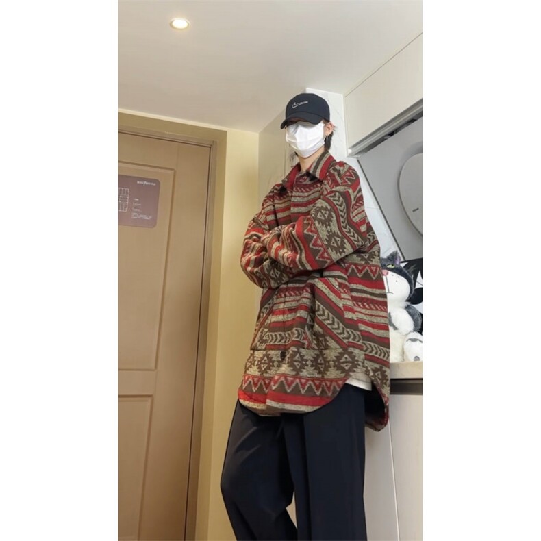 秋冬厚款时尚提花面料男士中长款毛呢大衣呢子外套风衣 F88-特P85图片