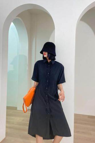 现货夏季天丝腰部收绳连衣裙，女装连衣裙，储辰