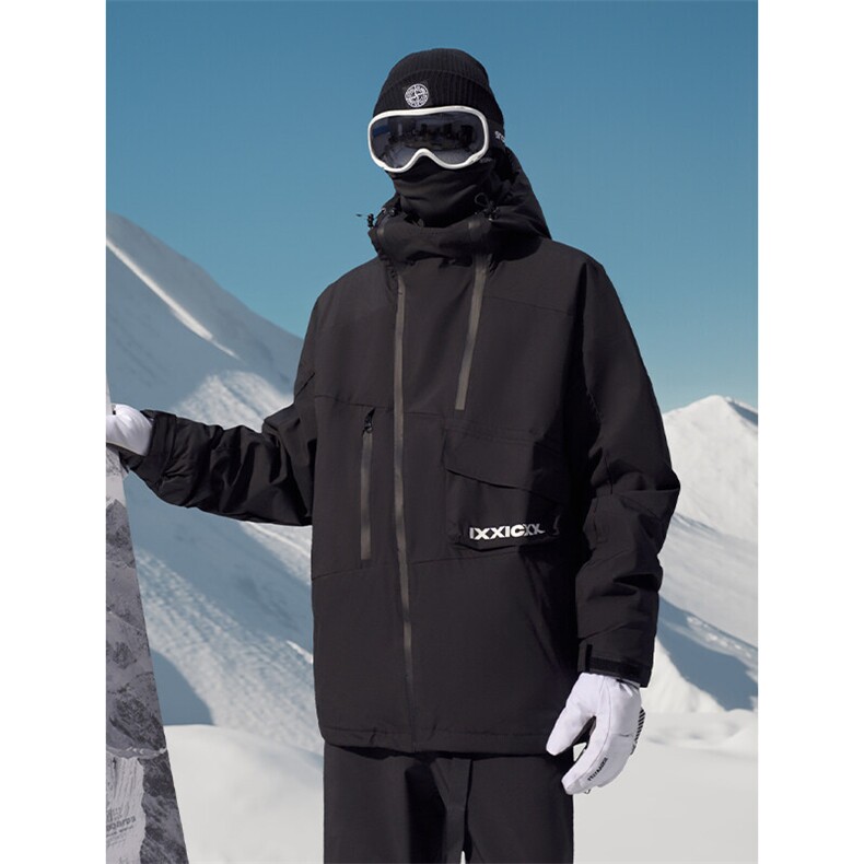 冬季防水防风加棉保暖潮滑雪衣男女连帽抽绳滑雪服外套HF57-P175，男装棉衣，电商A001