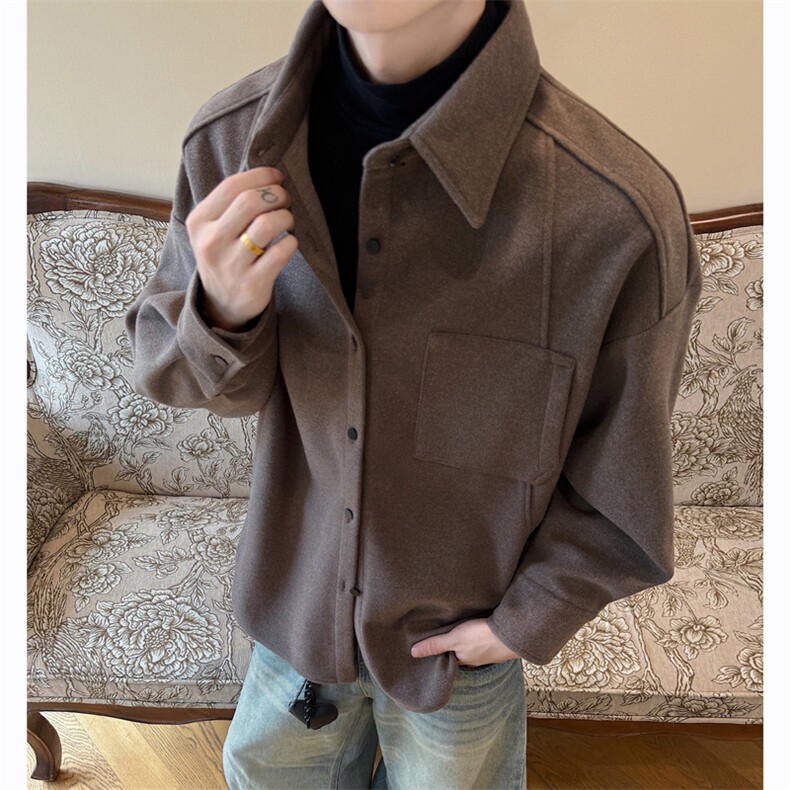 秋季男装夹克复古毛呢外套潮牌宽松百搭上衣XZ514-2-CS2610-P68,男装夹克,星座514-2(原B239)