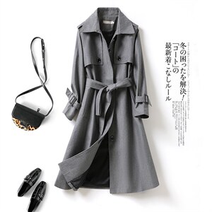 现货2023春秋新款韩版纯色中长款风衣外套女，女装风衣，艾乐芳