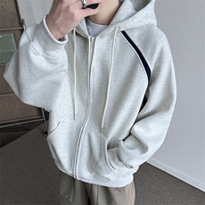 WY610-P58美式潮牌宽松oversize拼接撞色开衫卫衣，男装卫衣，星座1503