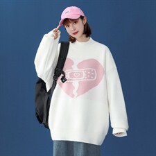 中性秋冬新款爱心宽松圆领软糯毛衣男女针织衫潮A125-A008-P70，男装针织衫/毛衣，电商A125