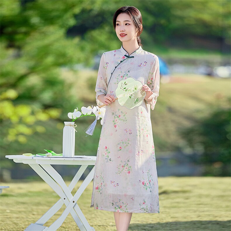 2026年夏季文艺/优雅苎麻旗袍,女装汉服/婚纱/旗袍/礼服,江南依恋