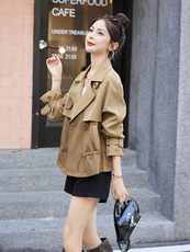 短款风衣女外套2023新款韩系高级感宽松小个子春秋大衣小众设计感，女装短外套，艾仟回(原伊仟回)