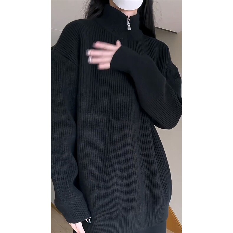 重磅秋冬北极绒双拉链毛衣开衫美式复古休闲慵懒风宽松针织衫外套,男装针织衫/毛衣,电商A486