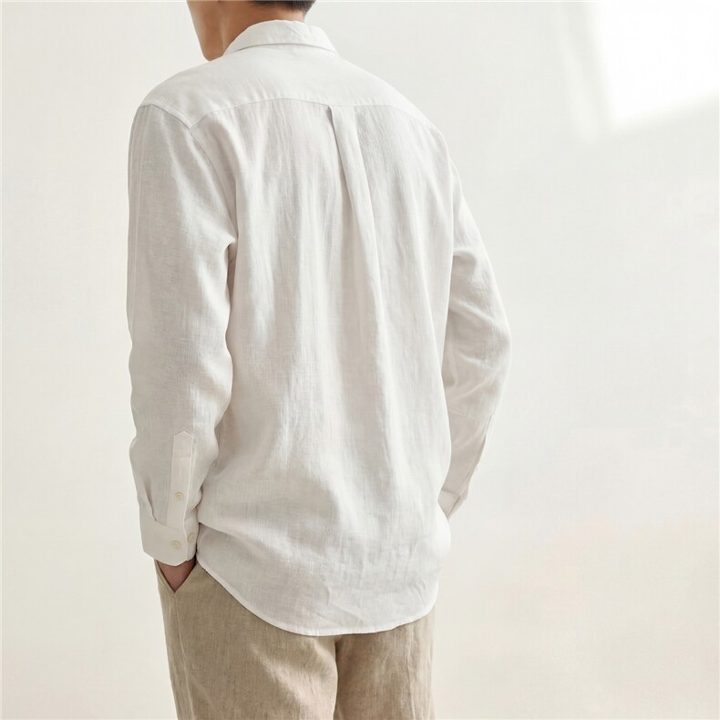 高品质白色V领设计感衬衫男长袖春秋衬衣男士A236-C601-P70,男装衬衫,电商A236