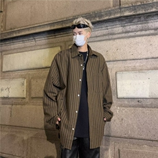 F121-P36春季新款潮牌宽松休闲衬衣日系复古条纹长袖衬衫男，男装衬衫，星座512-6