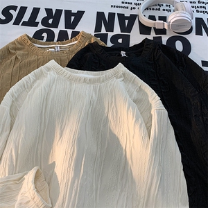 新款高级感长袖t恤男款打底衫春秋潮牌垂感宽松上衣服W029-P35