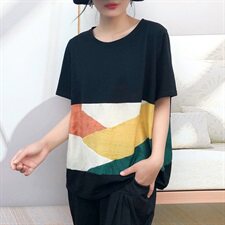 潮流舒适时尚T恤短袖2021年夏季圆领宽松个性气质，女装T恤，深水步