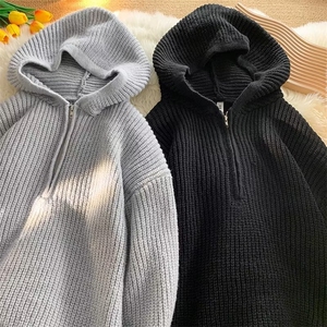 得物品质秋男连帽毛衣拉链针织衫打底外套M114 P58图片