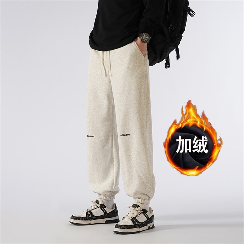 直播420g华棉复合奥利绒加绒加厚刺绣束脚卫裤K823特P49,男装休闲裤,电商A309