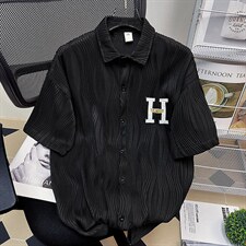 1港风短袖衬衫情侣大码M-5XL中性风网红短袖衬衫DSC7767特P35控58，男装T恤，星座226-2