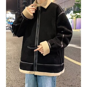 新款麂皮绒美式翻领夹克外套男秋冬季加厚颗粒绒棉衣 H1107 P105图片
