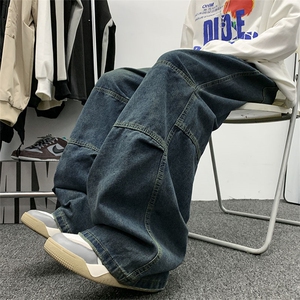 美式高街vibe风长裤欧美痞帅男hiphop复古水洗牛仔裤N0197-P45图片
