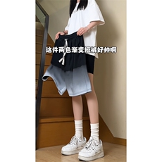现货供视频~渐变色短裤情侣宽松直筒运动五分裤A456特P30，男装牛仔裤，电商A309