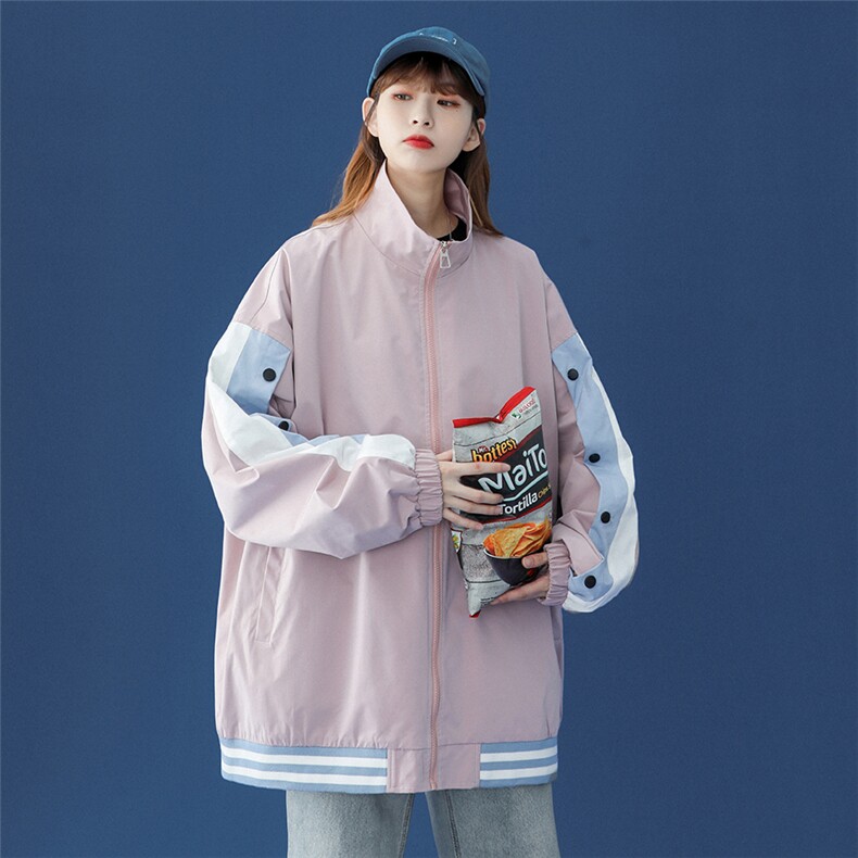 ！春装新款多色袖子拼接撞色宽松棒球夹克外套G350P65控88,男装夹克,A247A