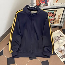 美式复古三条杠立领夹克男秋季潮牌宽松拉链情侣开衫外套Q73/P46，男装夹克，星座506B